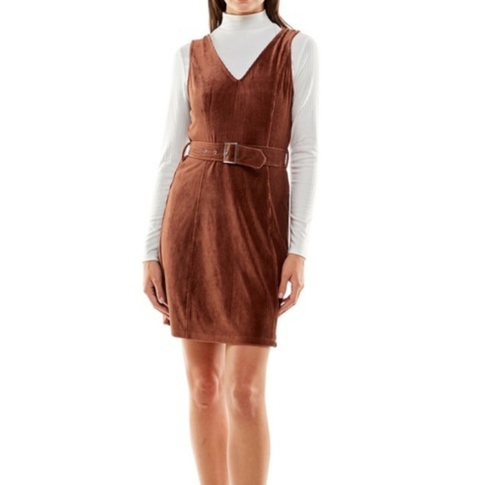Planet Gold Brown Belted Dress